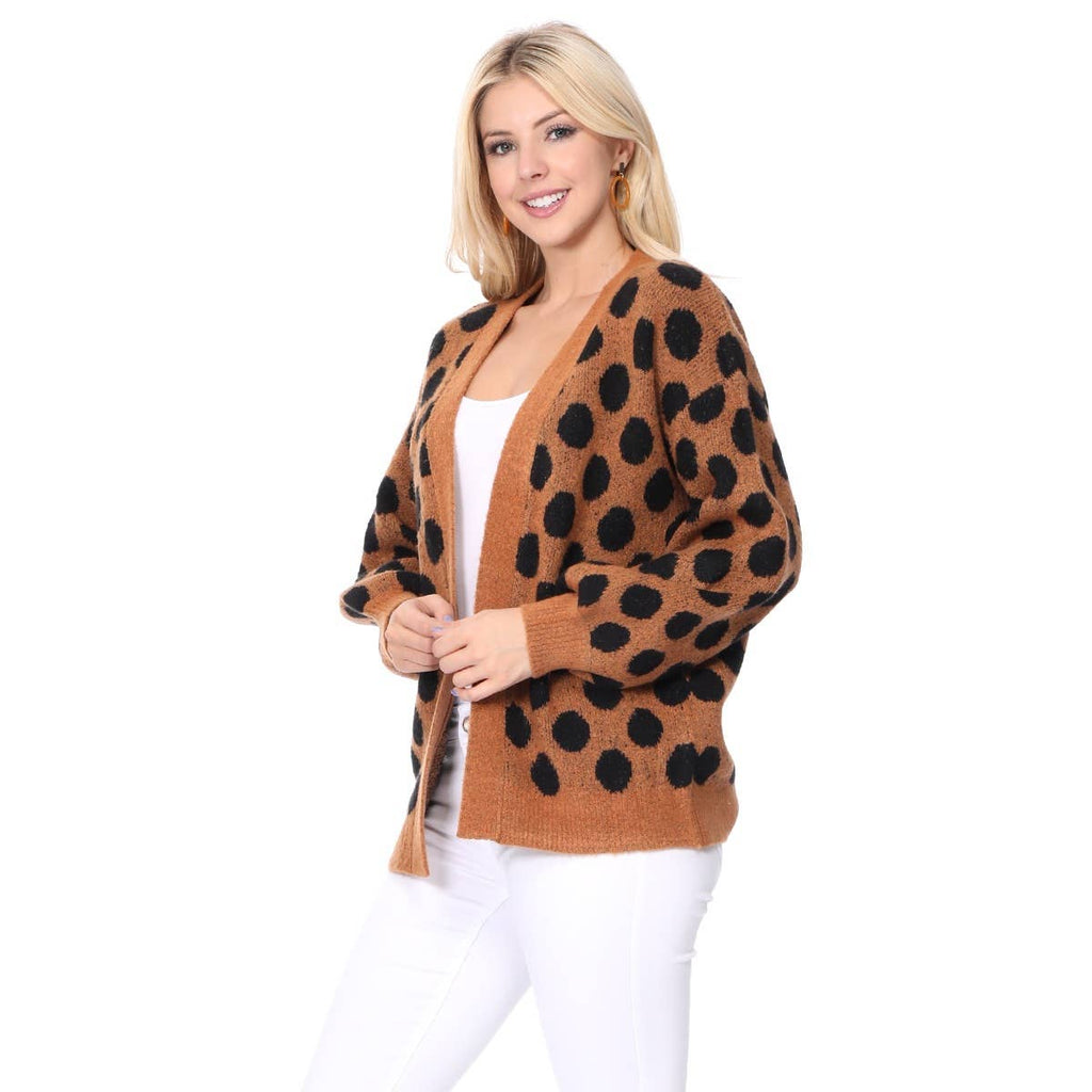 Polka Dot Open Front Cardigan