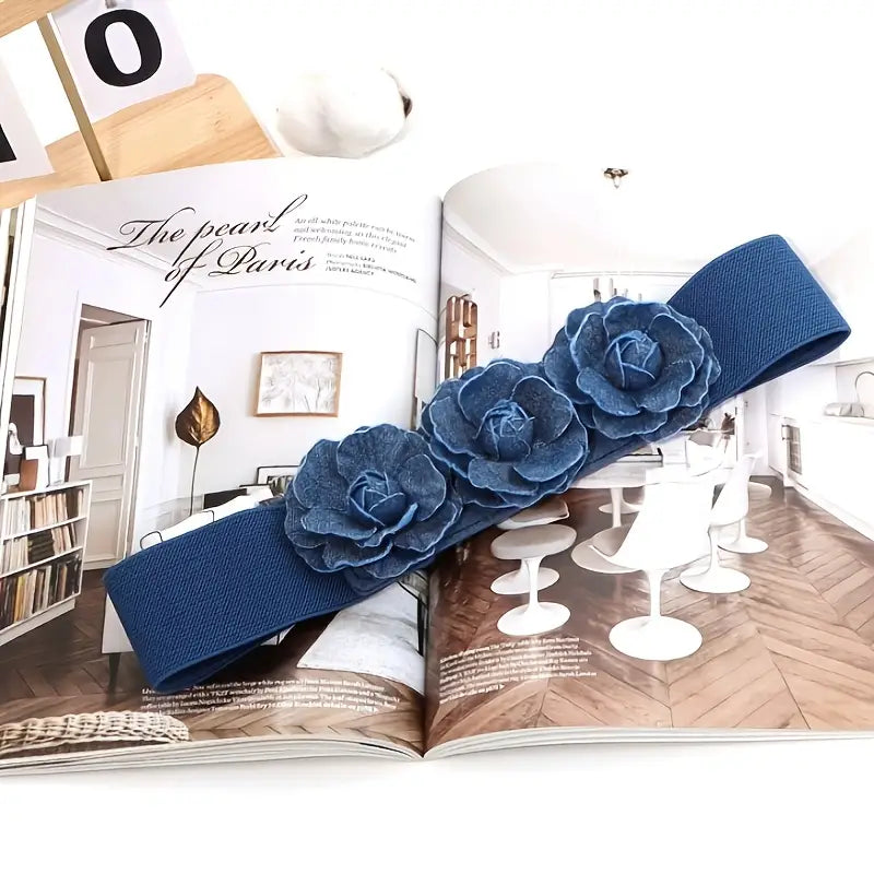 Denim Rose Stretch Belt