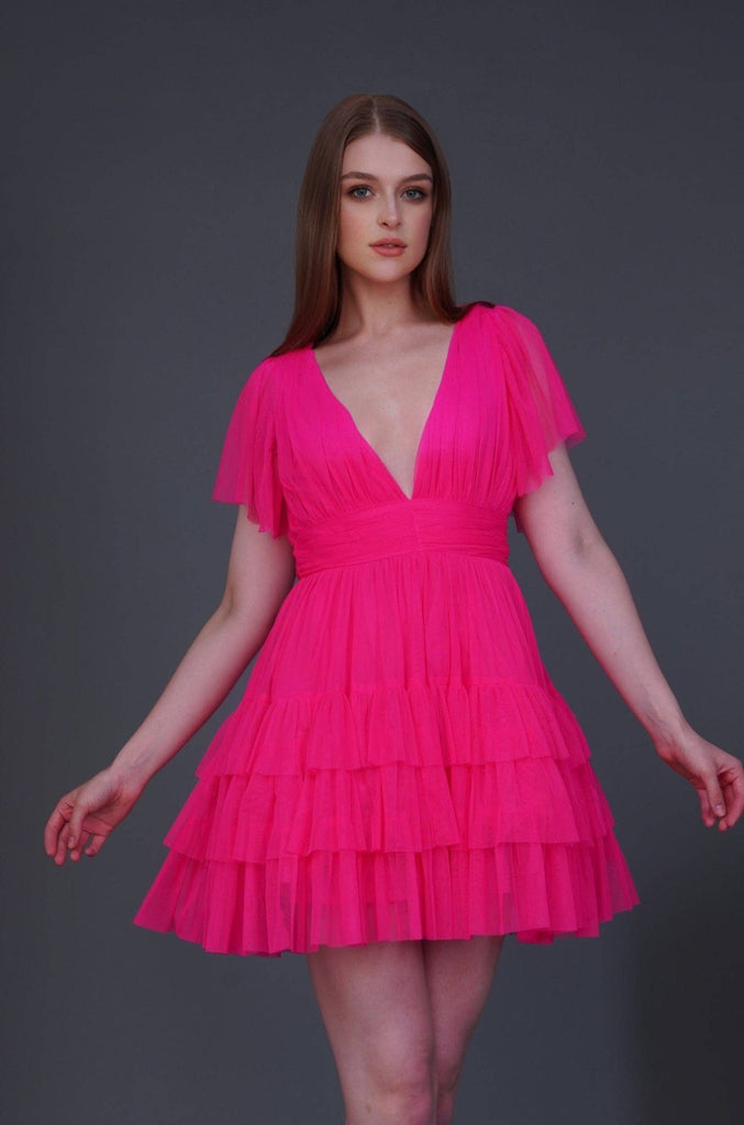 Electric Pink Tulle Mini Dress