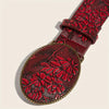 Embossed Vegan Leather Belt: Maroon
