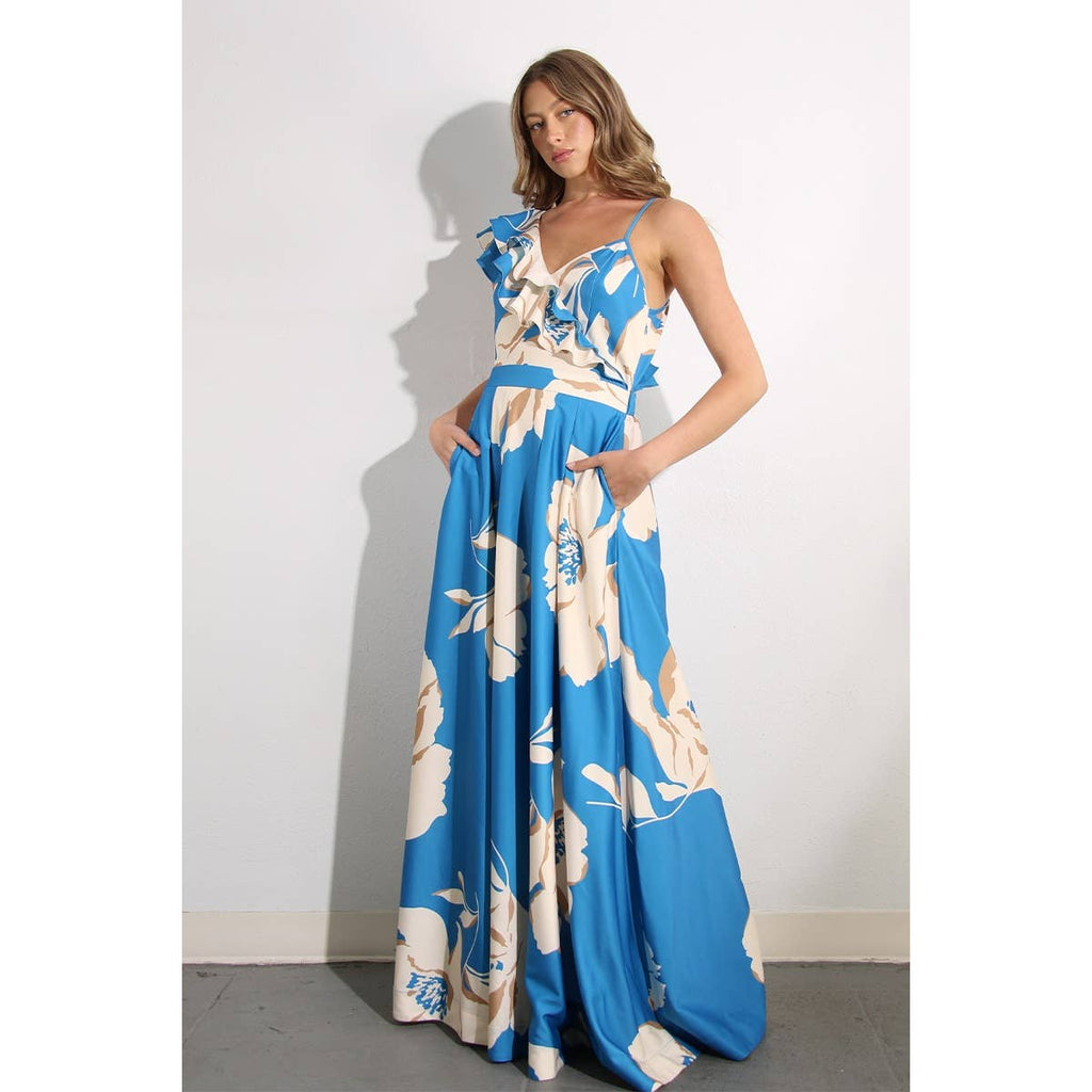 Jardin De Fleur Maxi Dress: Blue
