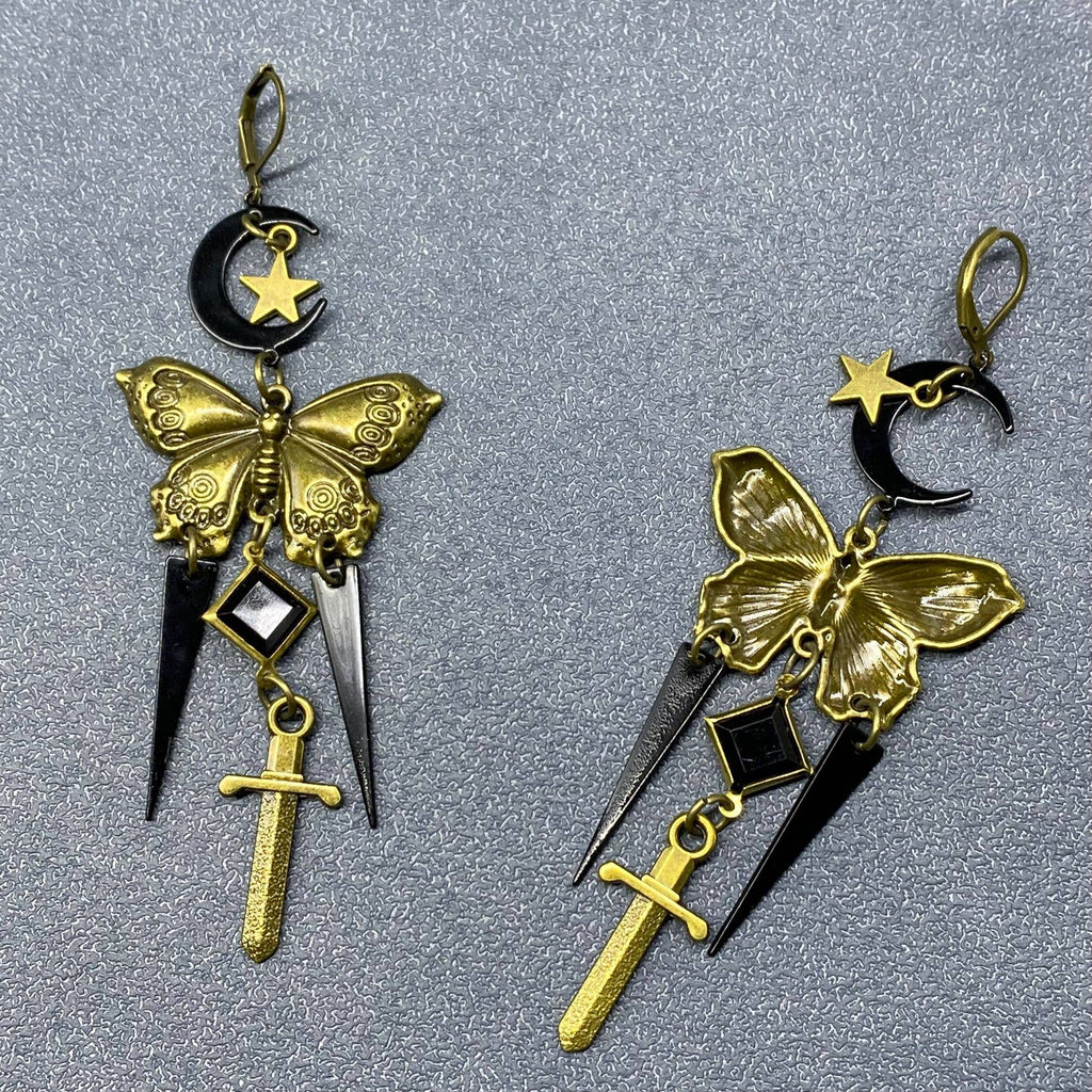 Bronze Butterfly & Sword Earrings