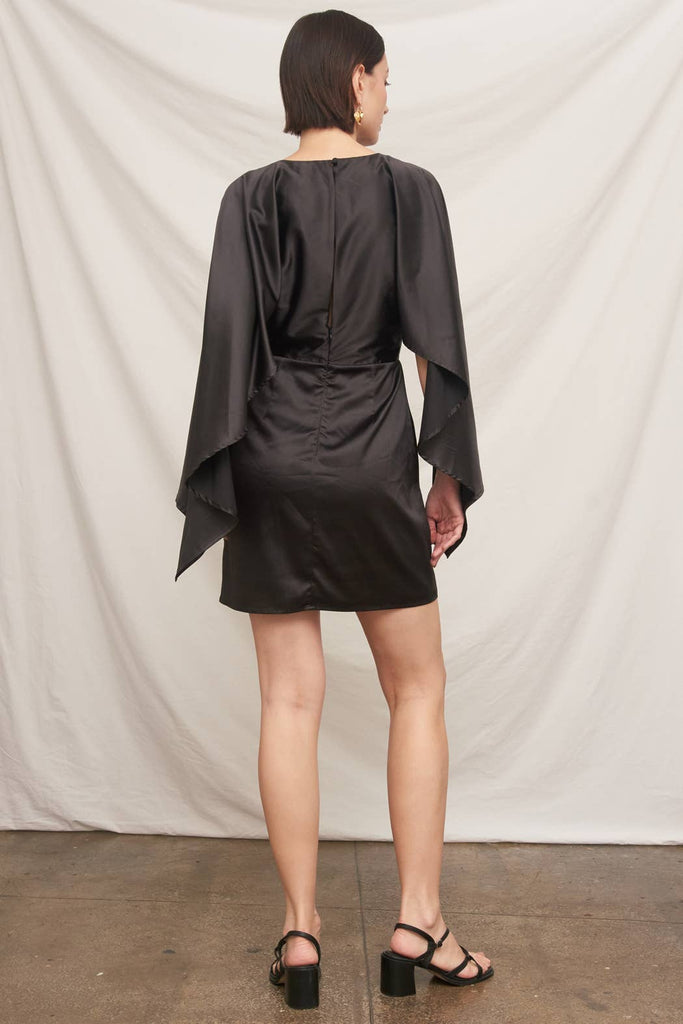 Batwing Sleeve Satin Mini Dress