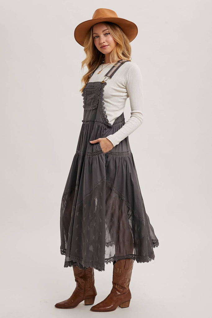 Lace Embroidered Overall Dress