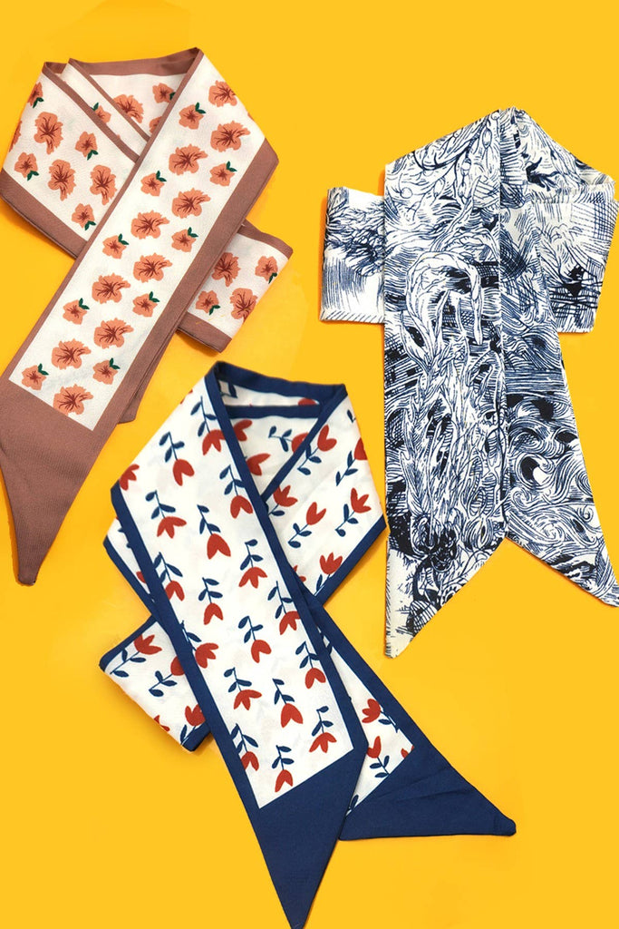 Silky Twilly Necklace: Mocha Lilies