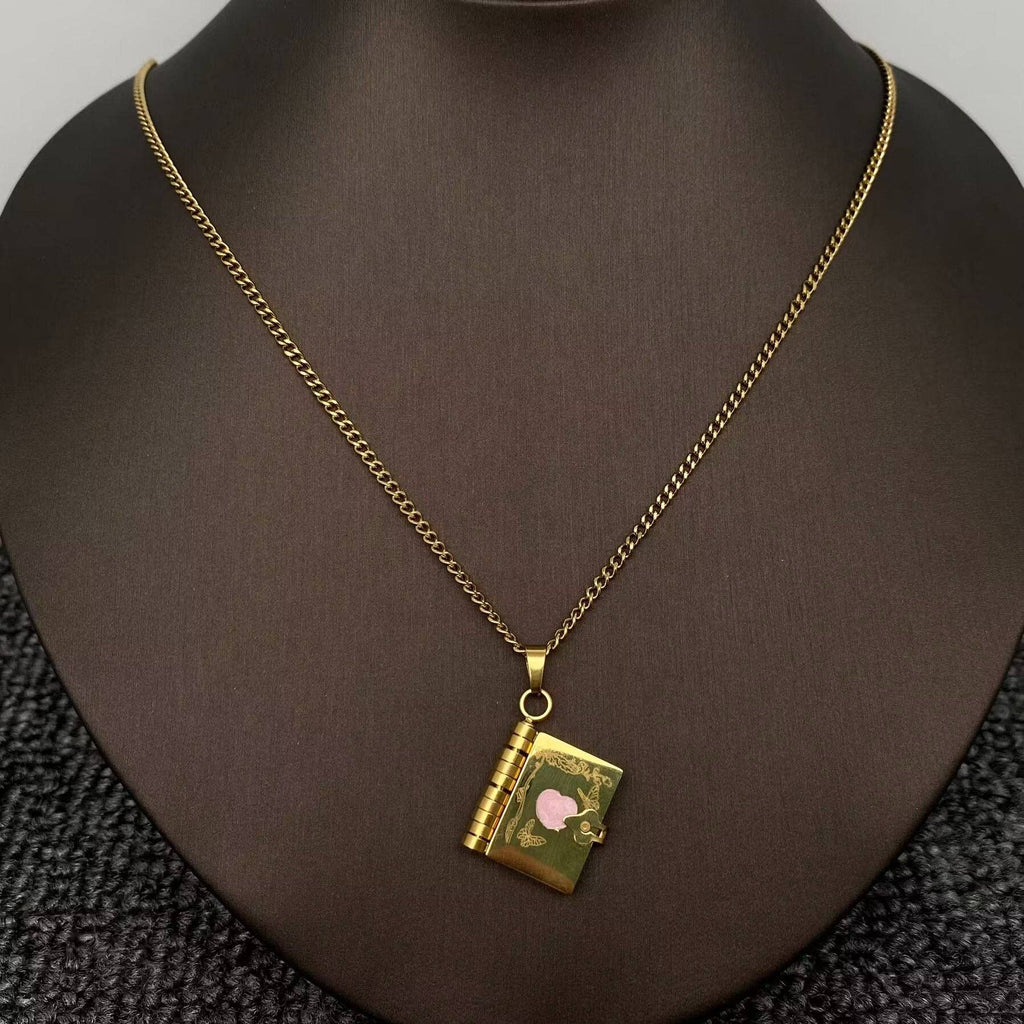 Book Lover Book Charm Necklace: Silver