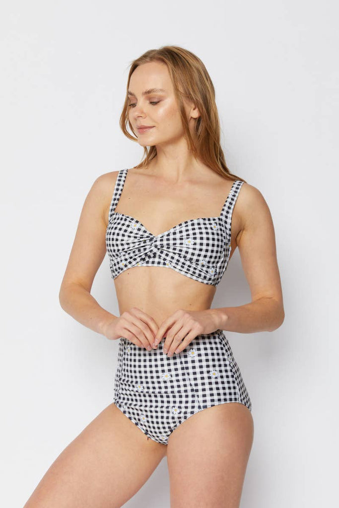 Vintage Style Bikini: Gingham Daisy