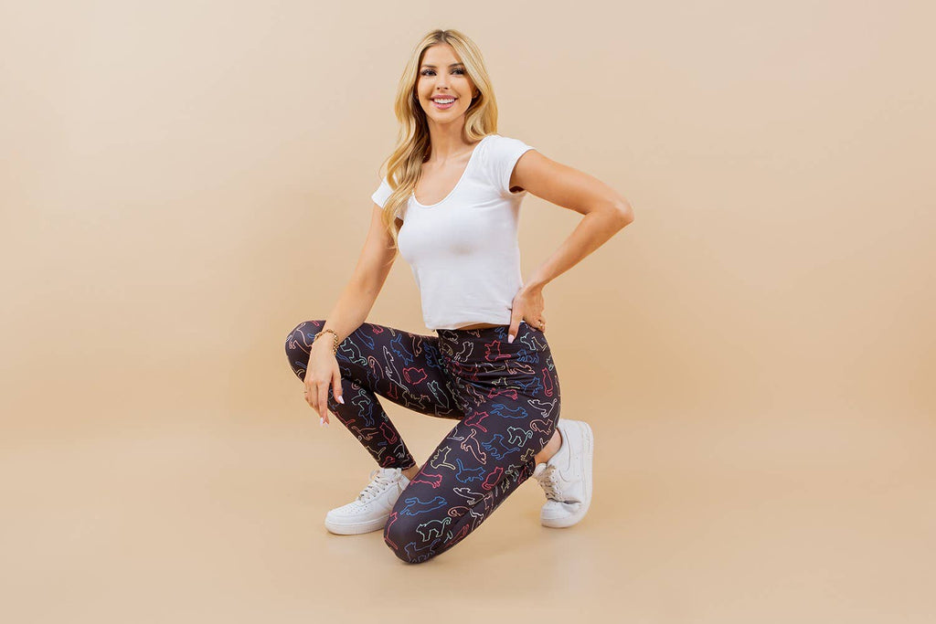 Colorful Cat Outline Leggings
