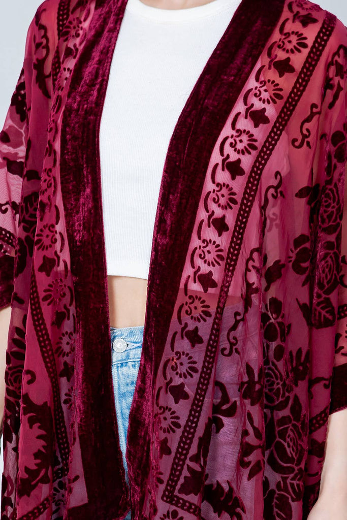 Bohemian Velvet Kimono: Wine