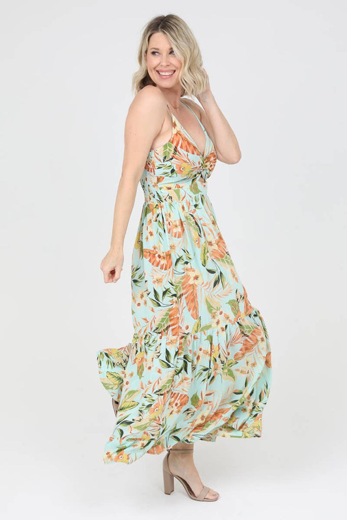 Tropical Twist Cut-Out Maxi Dress