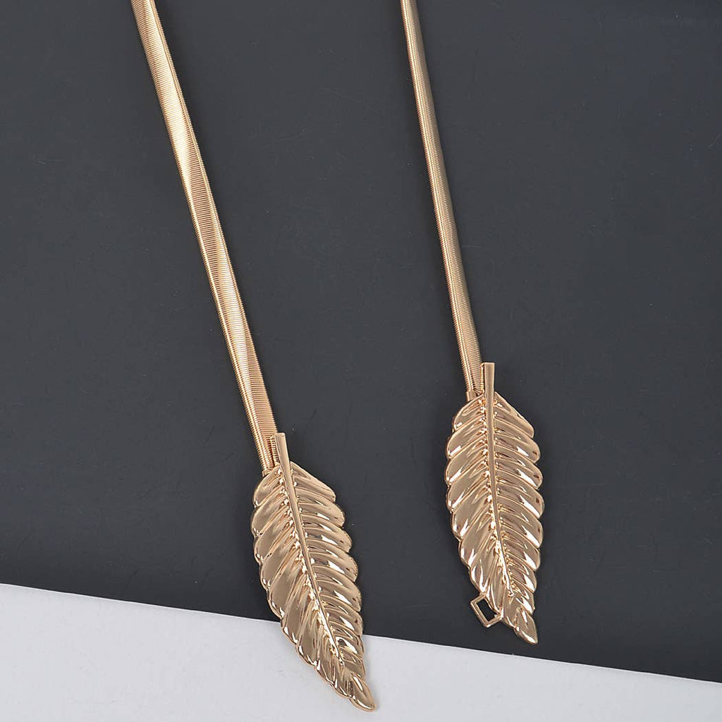 Double Leaf Closure Metal Belt: Silver