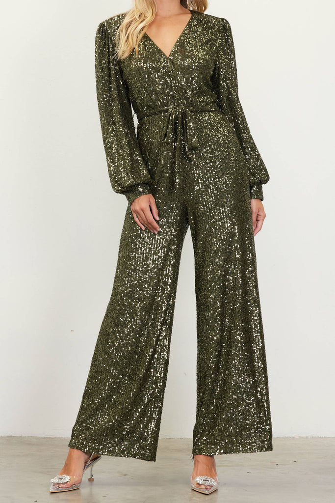 Olive Sequin Jumpsuit