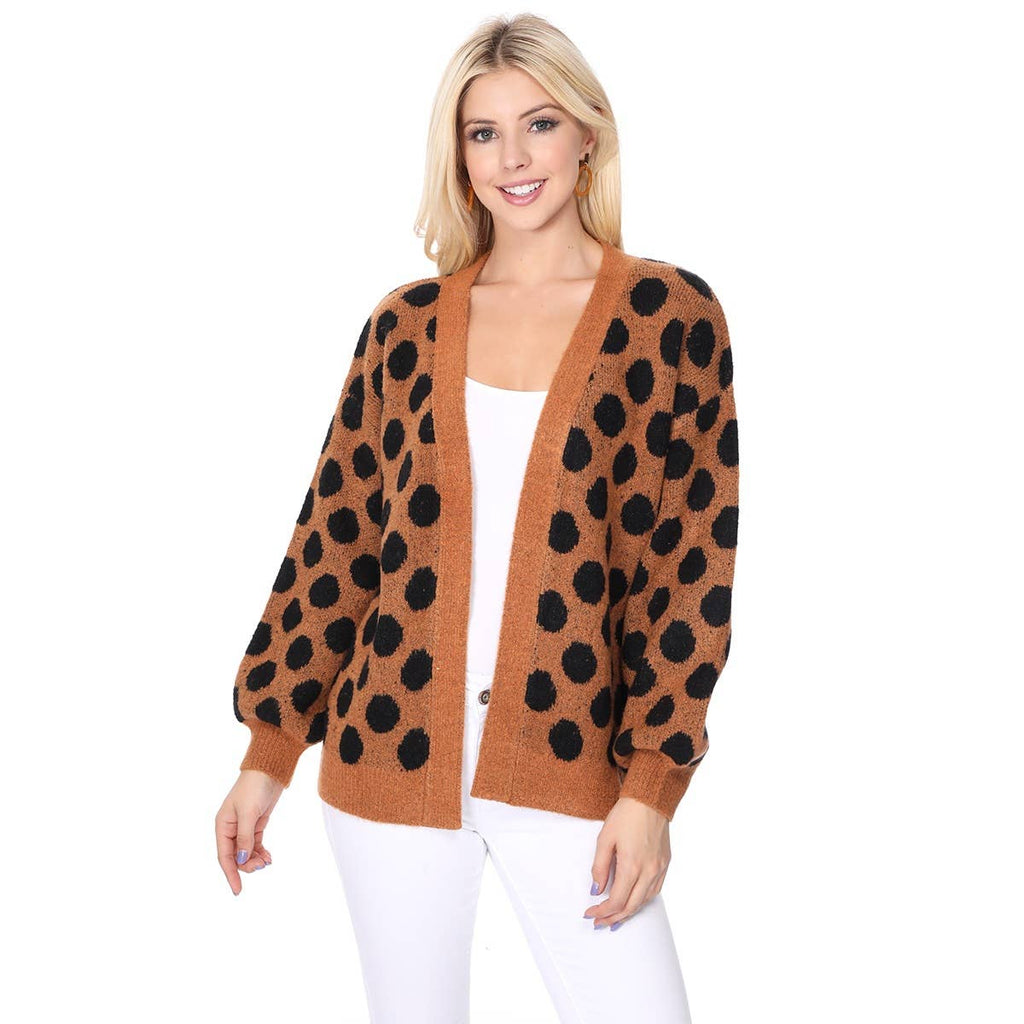 Polka Dot Open Front Cardigan