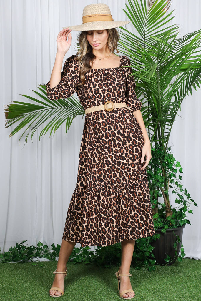 Leopard Tiered Midi Dress