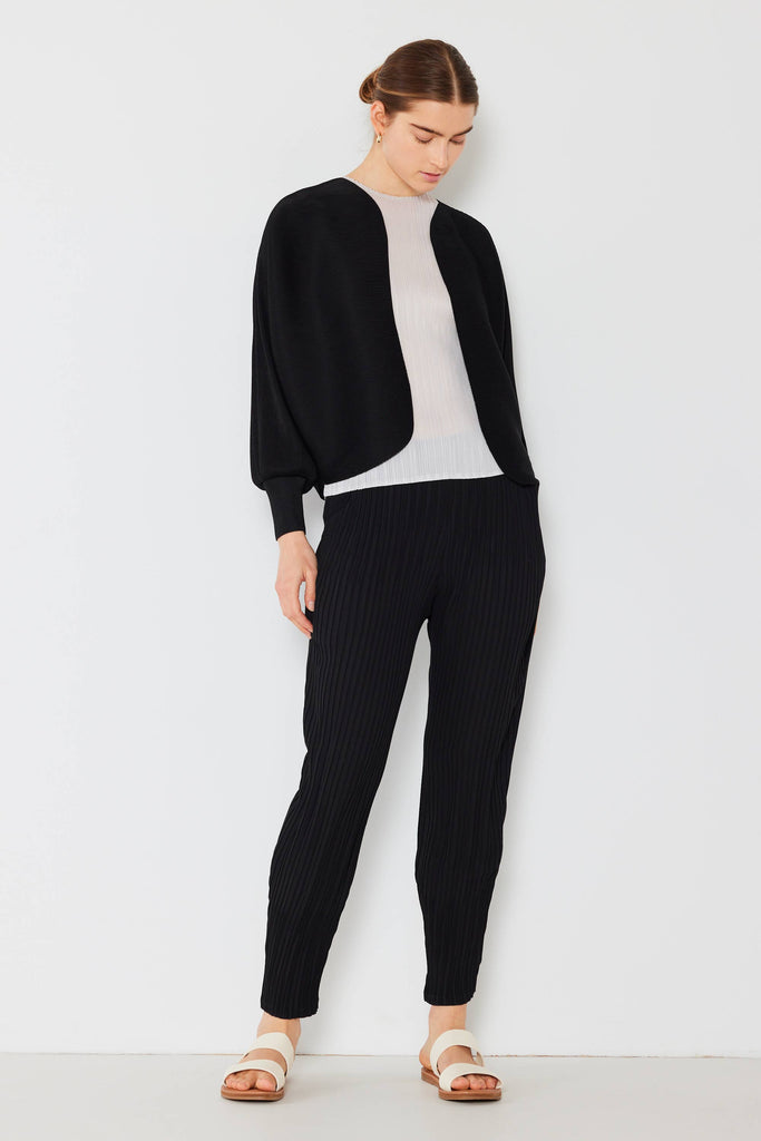 Ribbed Pleated Bolero: Black