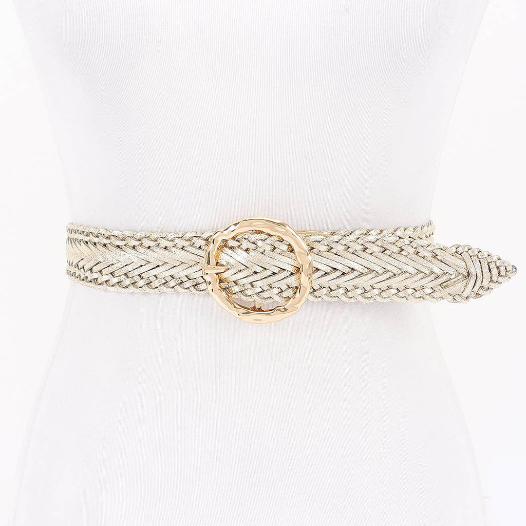 Metallic Braided Belt: Silver