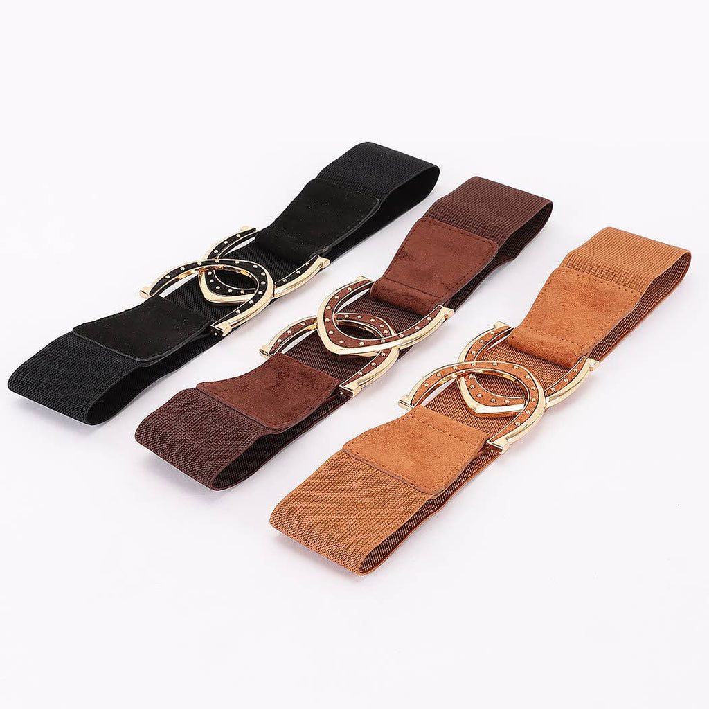 Horseshoe Stretch Belt: Camel