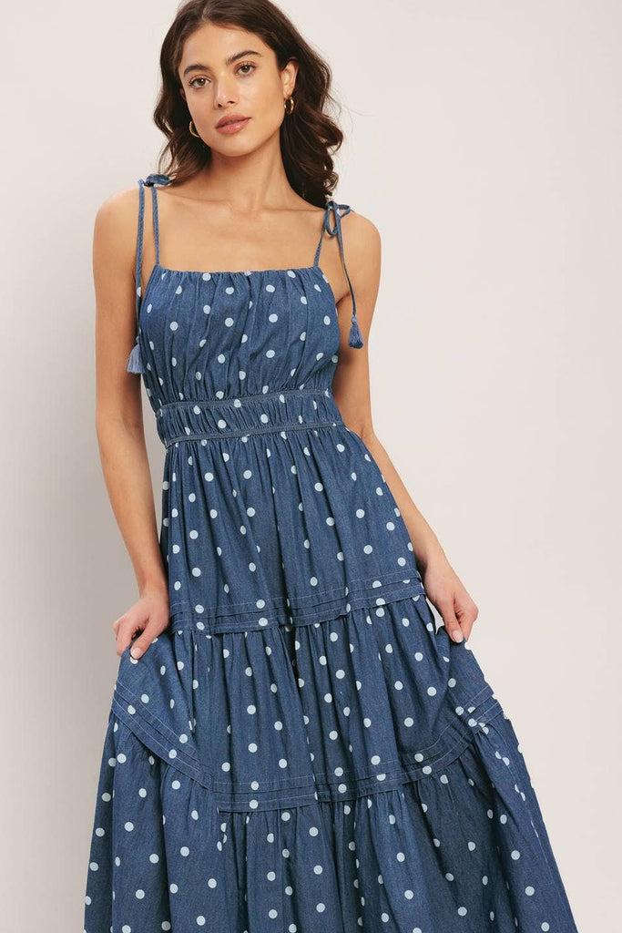 Lightweight Denim Dots Dress