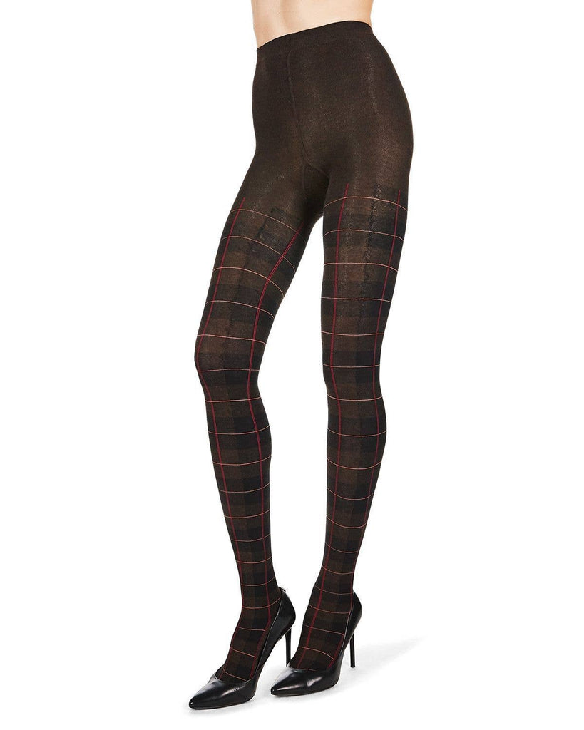 Glasgow Plaid Sweater Tights: Red / L-XL