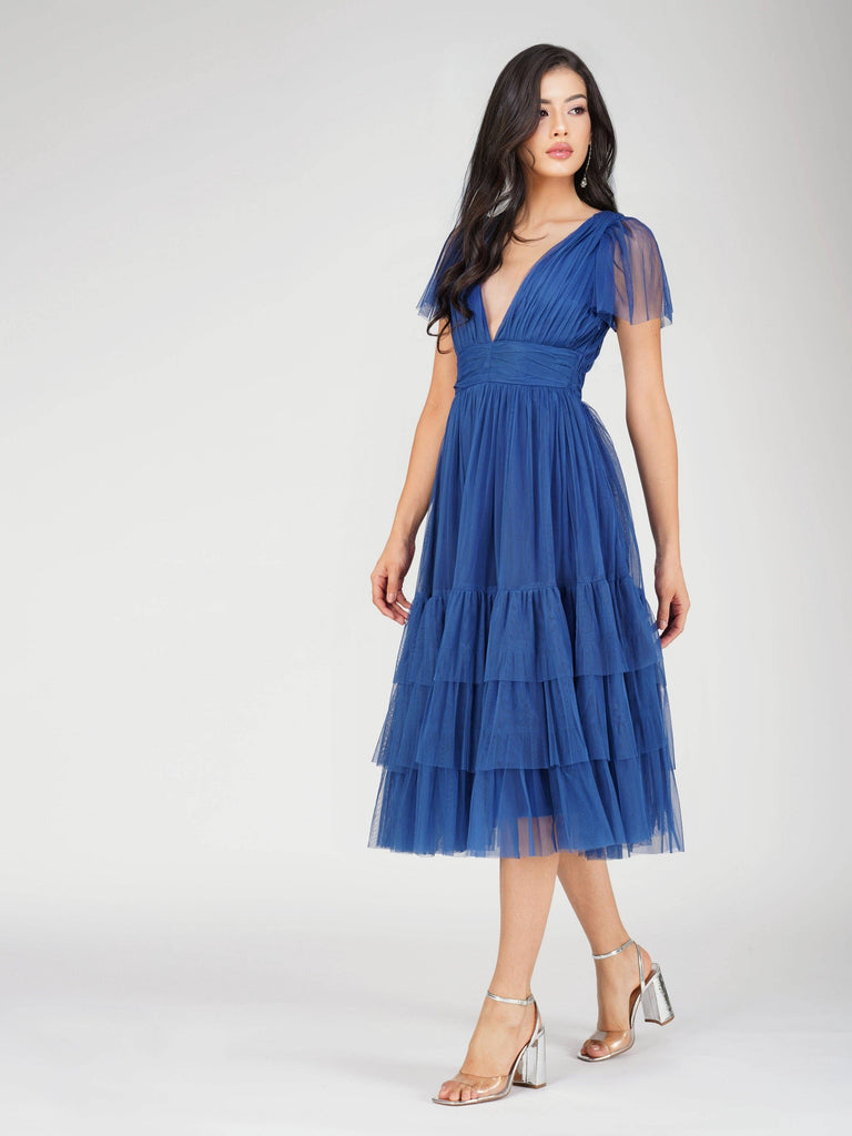 Azure Tulle Midi Dress