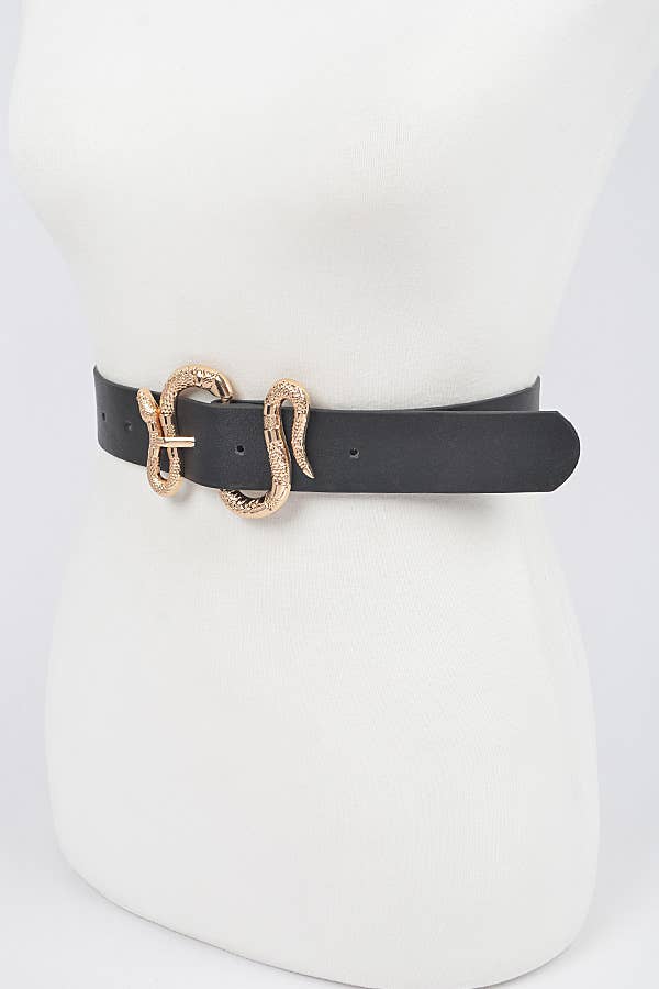 Snake Buckle Belt: Black Gold