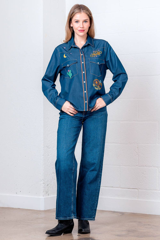 Western Embroidered Denim Shirt