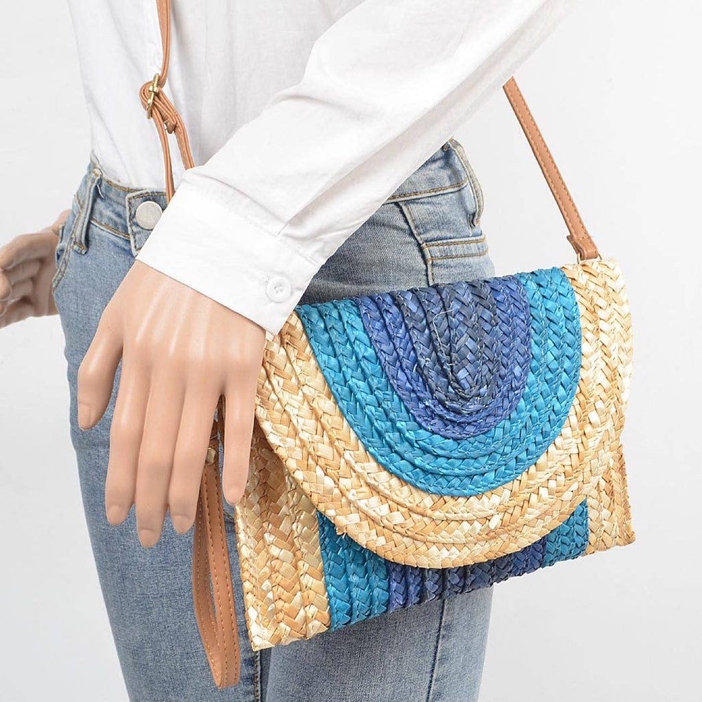 Straw Rainbow Envelope Purse: Yellow