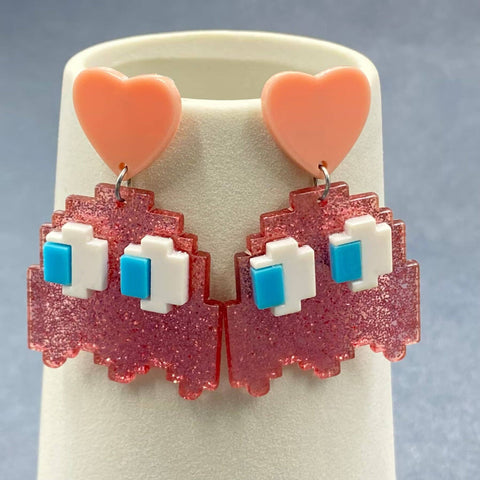 Seed Bead Drop Ball Earrings: