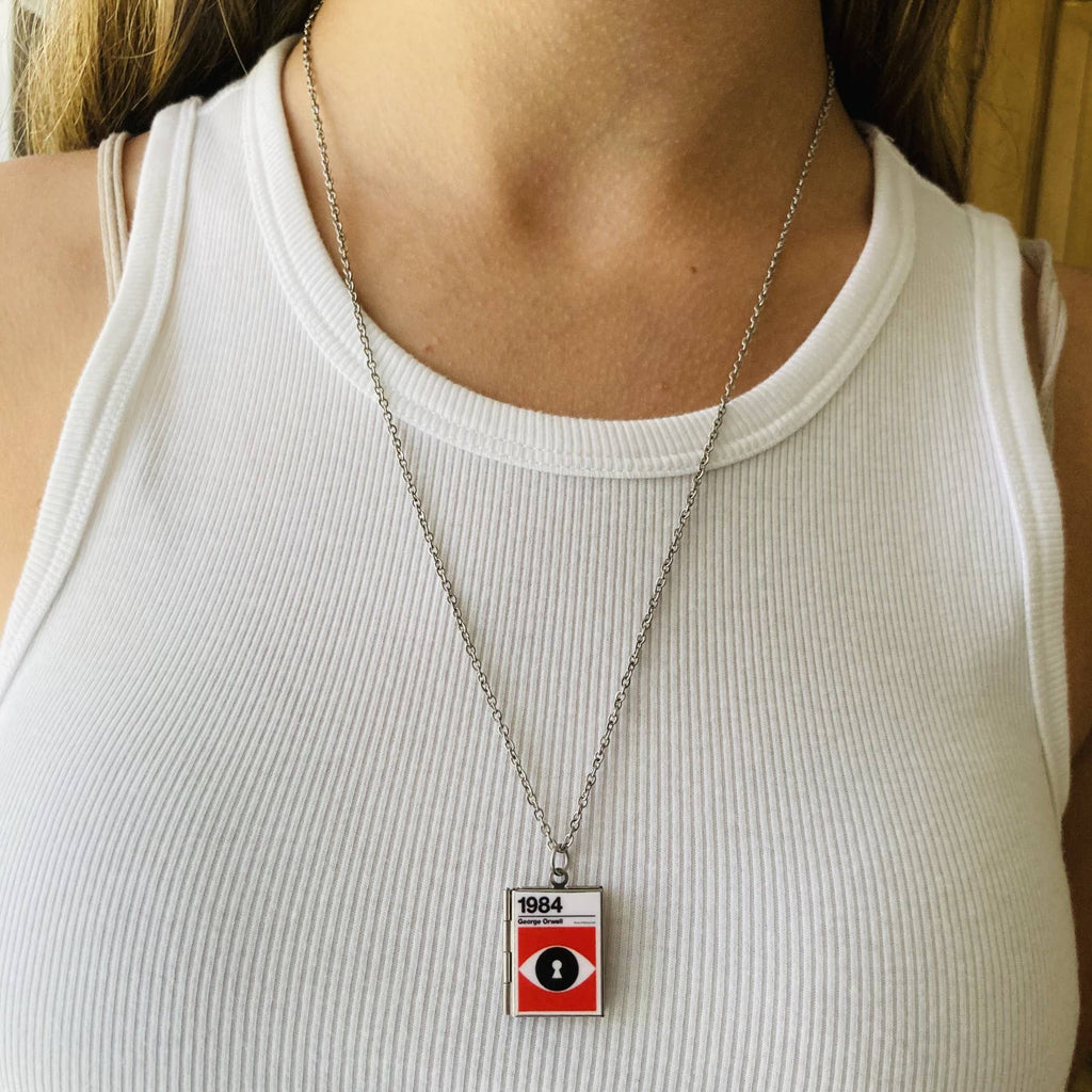 Book Locket Necklace - 1984: Stainless Steel