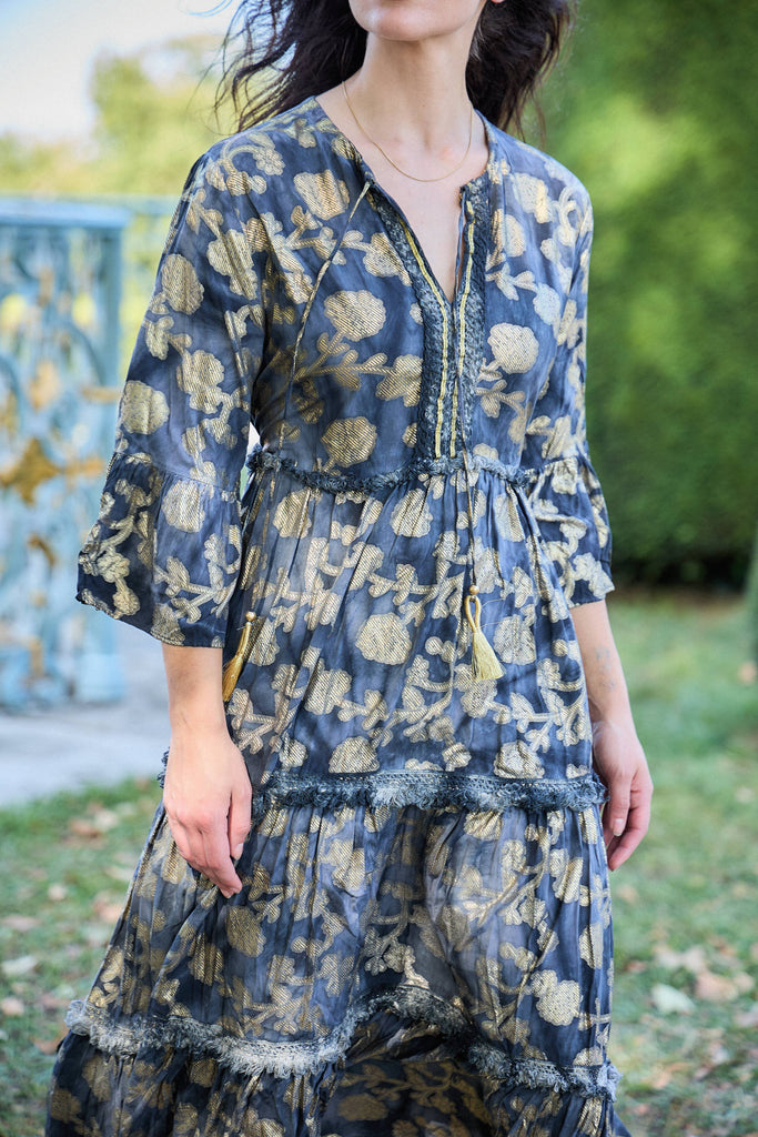 Gilded Dahlia Ruffled Dress