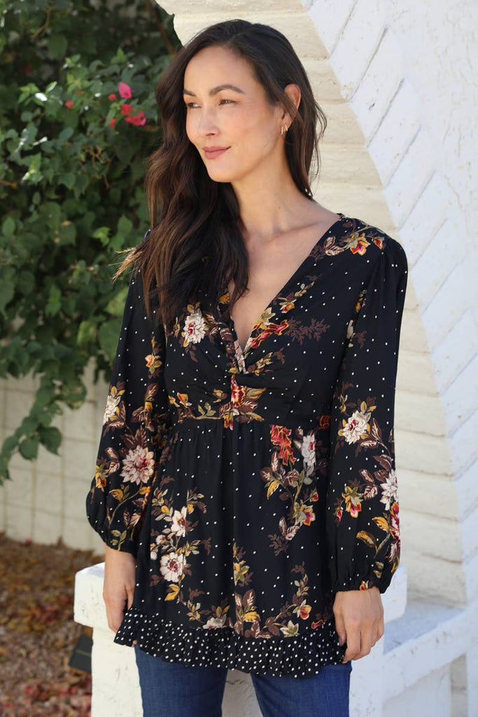 Vintage Floral Tunic Blouse