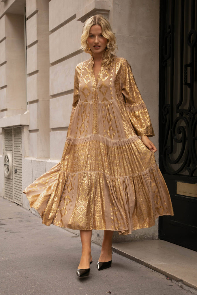 Gilded Goddess Flowy Dress