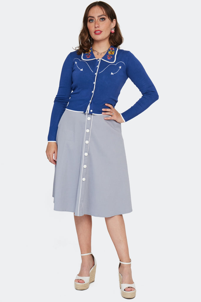 Western Blue Floral Cardigan