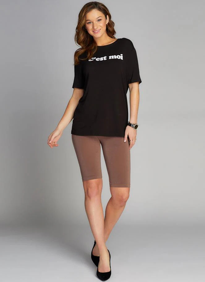 Hi-Waist Bamboo Biker Shorts: Mocha