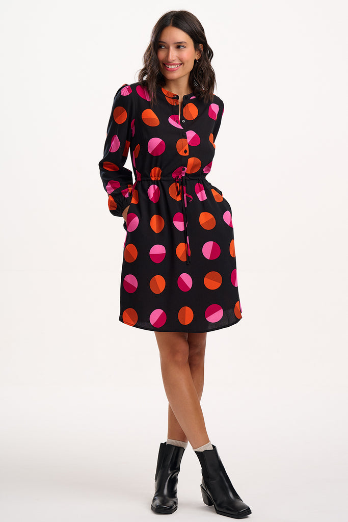 Retro Sunset Dots Shirtdress