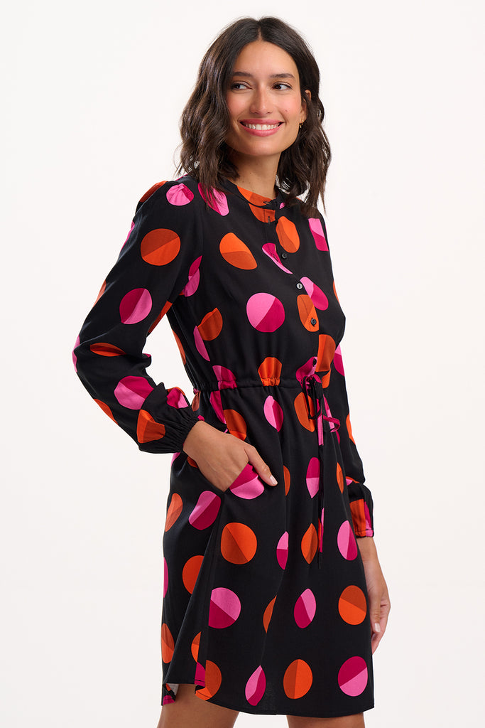 Retro Sunset Dots Shirtdress