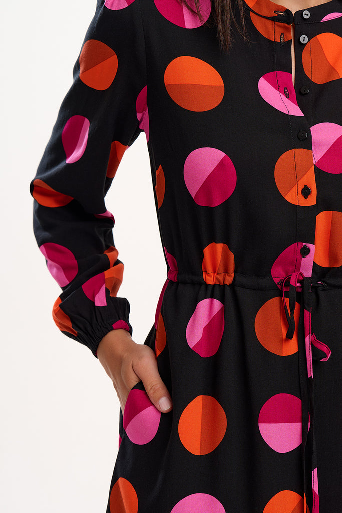 Retro Sunset Dots Shirtdress