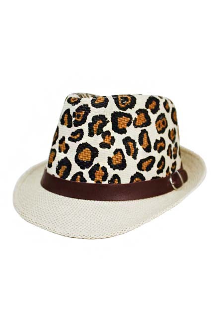 Leopart Print Straw Fedora