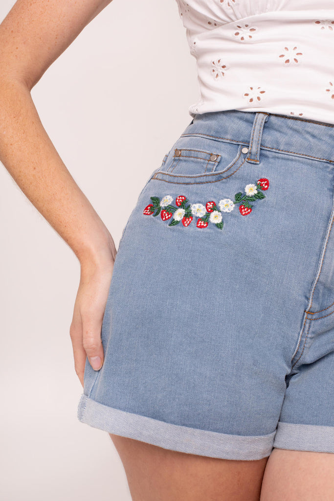 Strawberry Denim Shorts