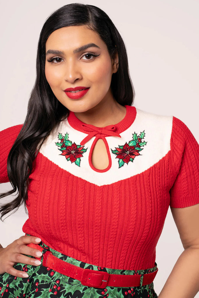Poinsettia Holiday Sweater