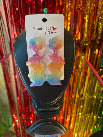 Seed Bead Drop Ball Earrings: