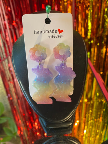 Seed Bead Drop Ball Earrings: