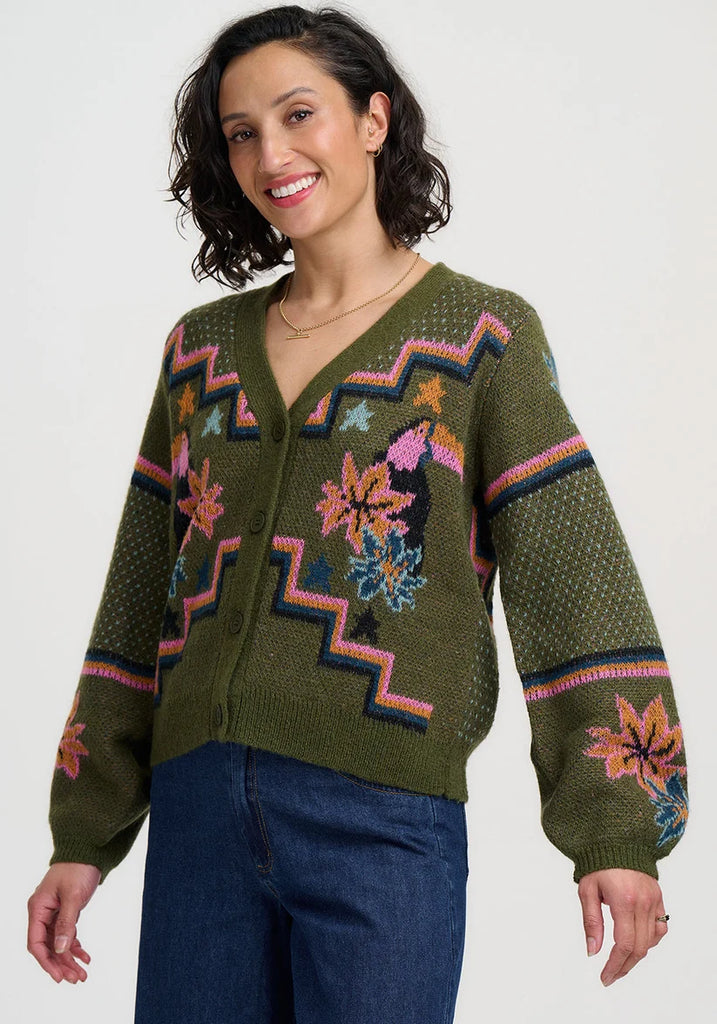 Geometric Toucans Cardigan