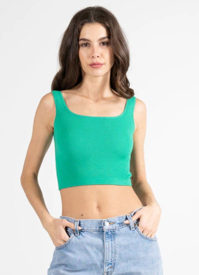 Bamboo Square Neck Tank: Green