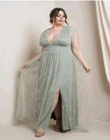Sage Glitter Maxi Dress