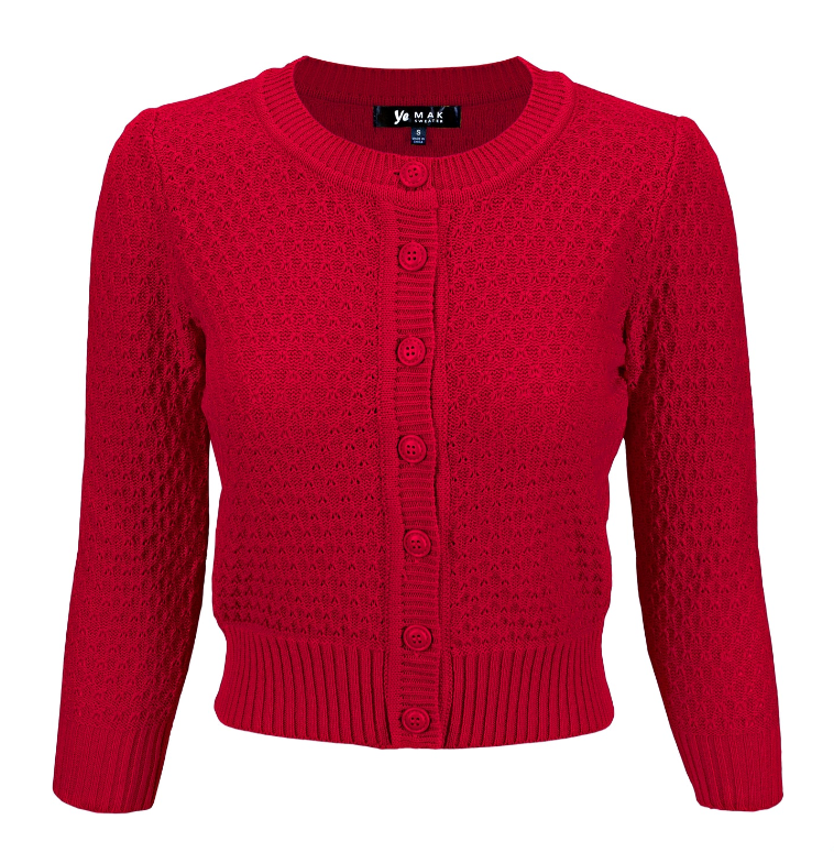 Vintage Style Crochet Cardigan: Red