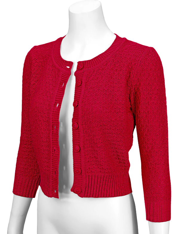 Vintage Style Crochet Cardigan: Red