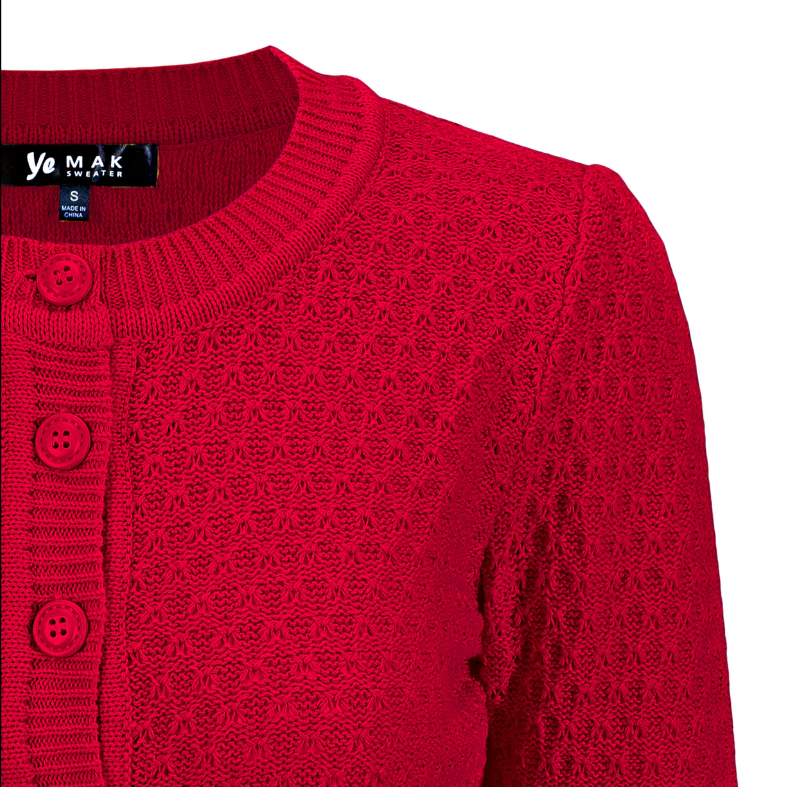 Vintage Style Crochet Cardigan: Red