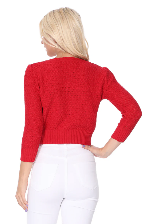 Vintage Style Crochet Cardigan: Red