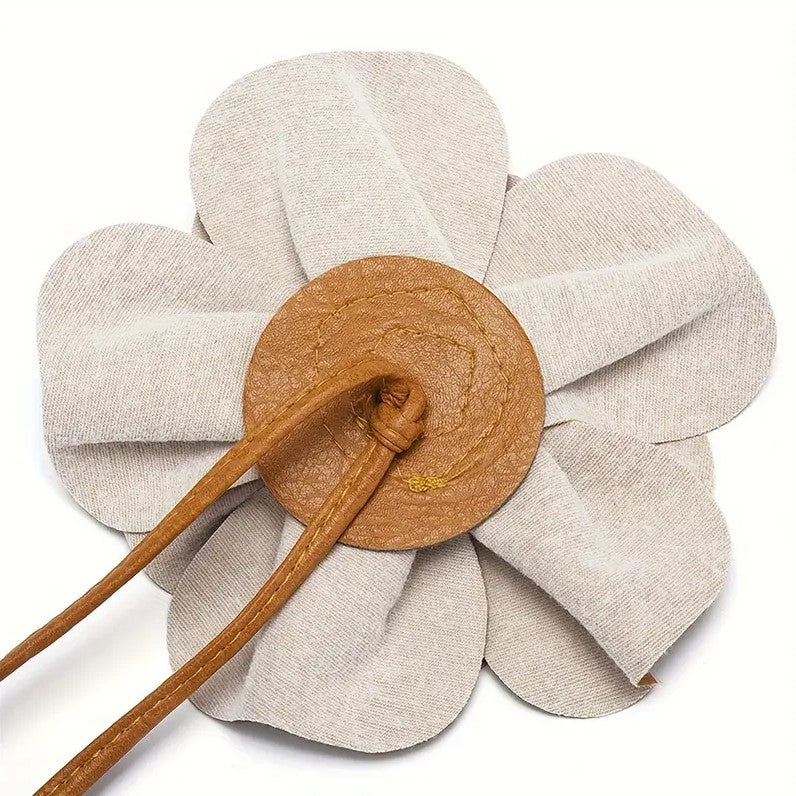 Floral Faux Leather Belt: White